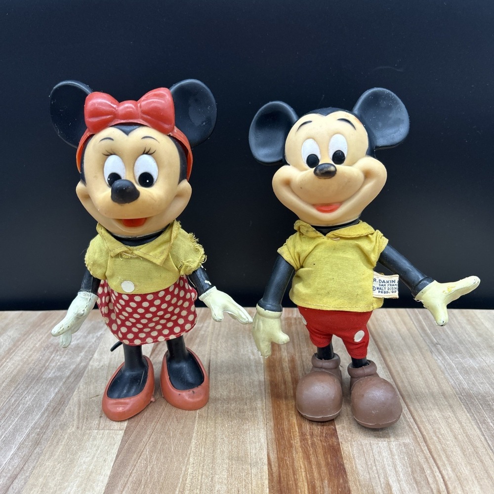 Vintage 1960's Set Minnie & Mickey Mouse Disney Figure Dakin Dolls